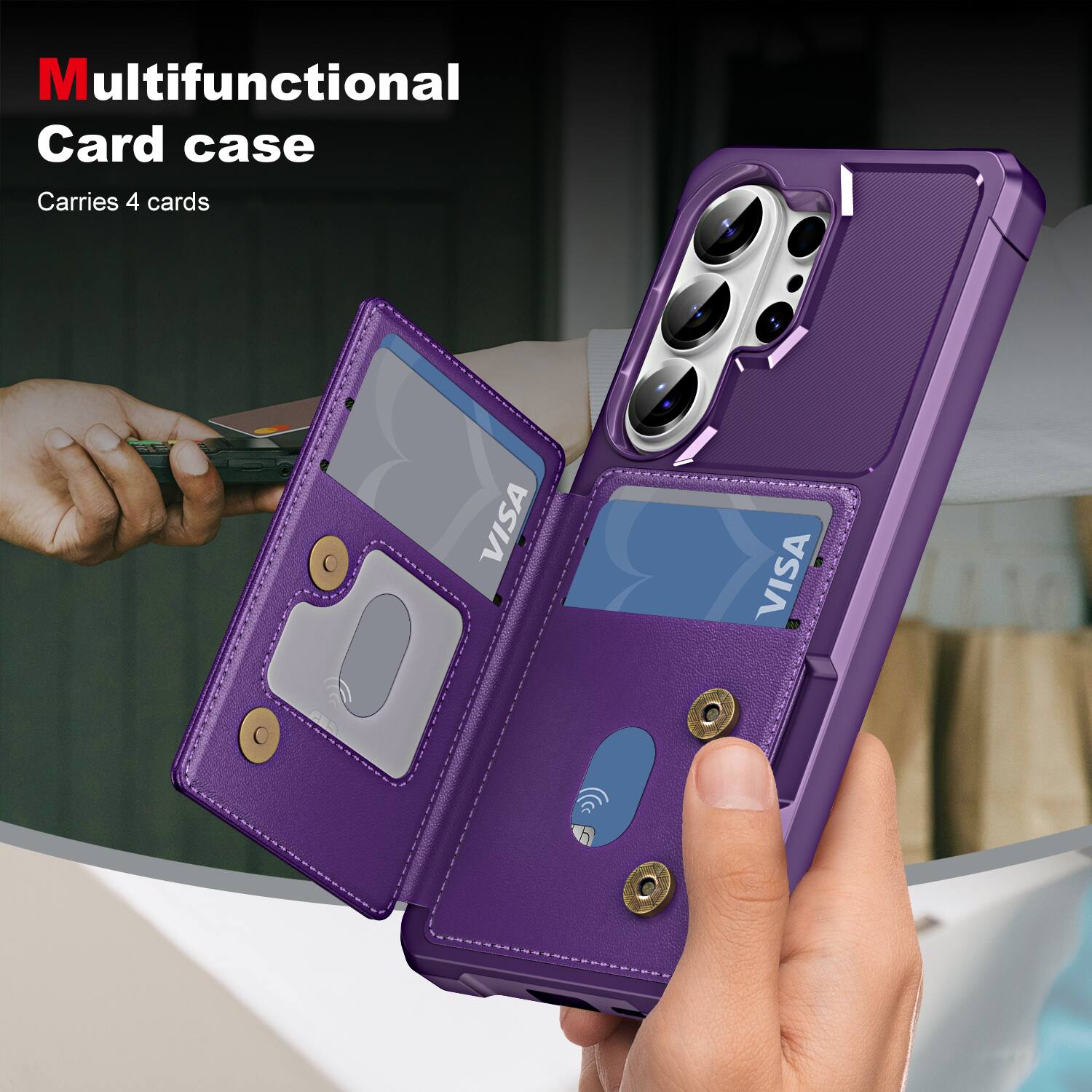 Multifunctional Card case  
Carries 4 cards