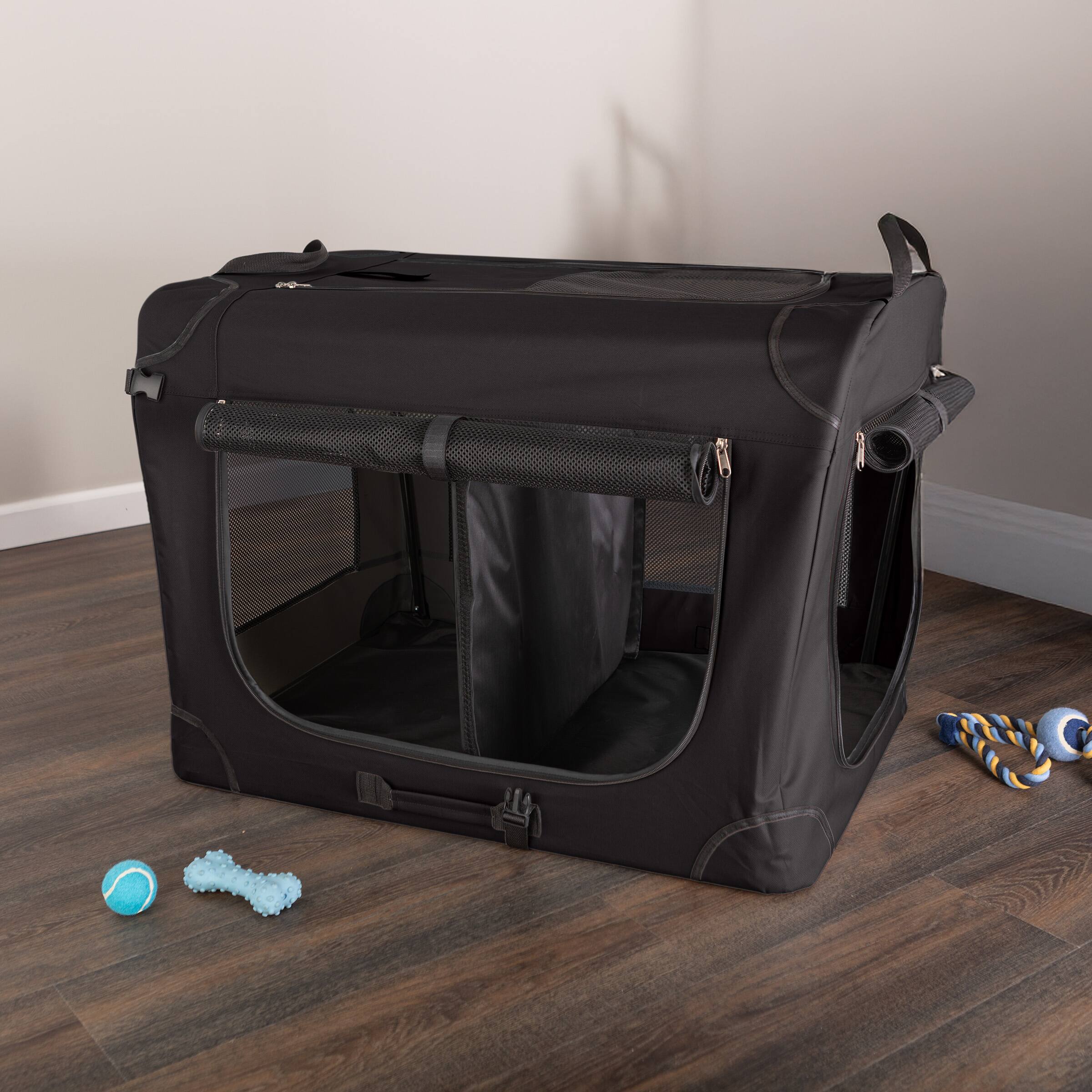 Left. PetMaker - Pet Adobe Collapsible Soft-Sided Dog Crate.