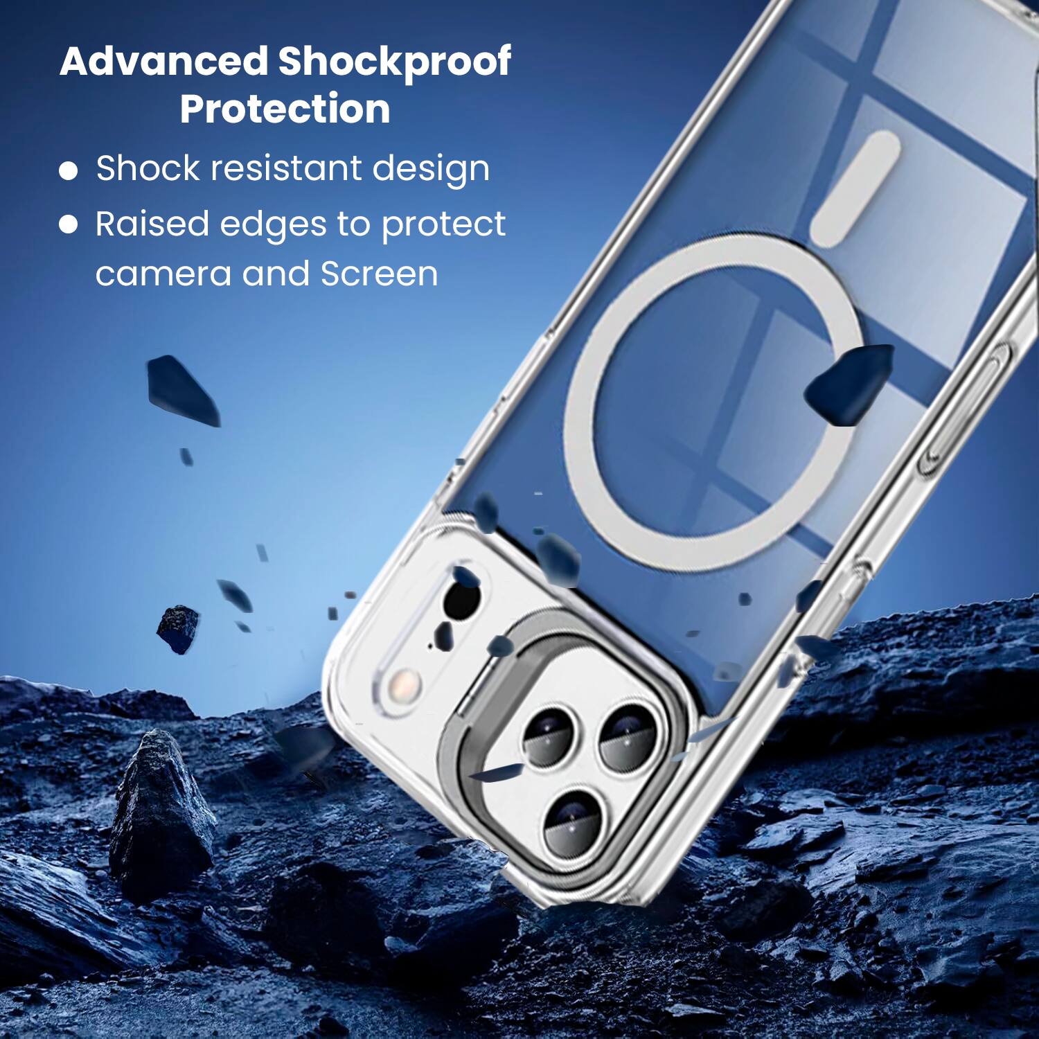 Advanced Shockproof Protection

- Shock resistant design
- Raised edges to protect camera and screen
