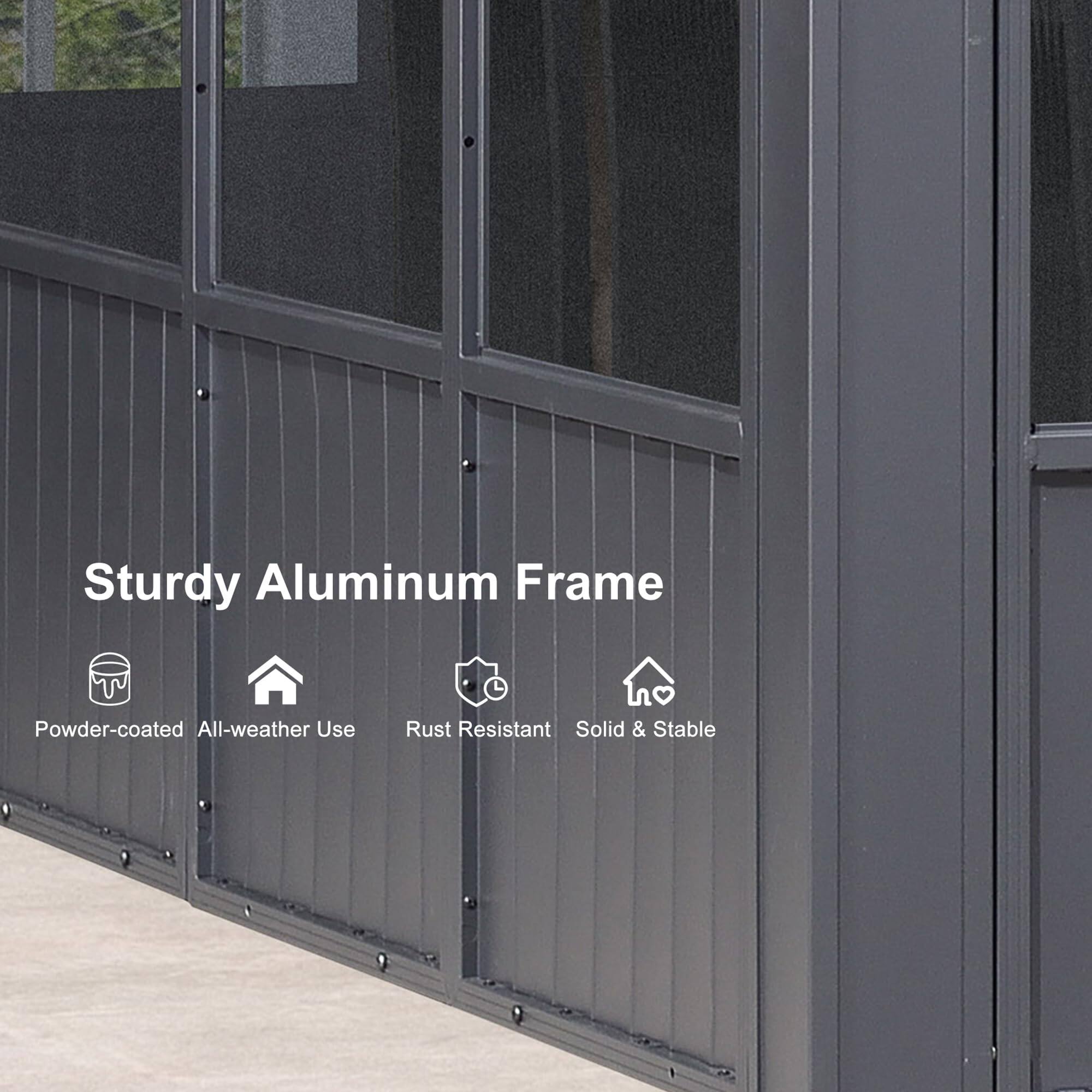 Sturdy Aluminum Frame  
- Powder-coated  
- All-weather Use  
- Rust Resistant  
- Solid & Stable
