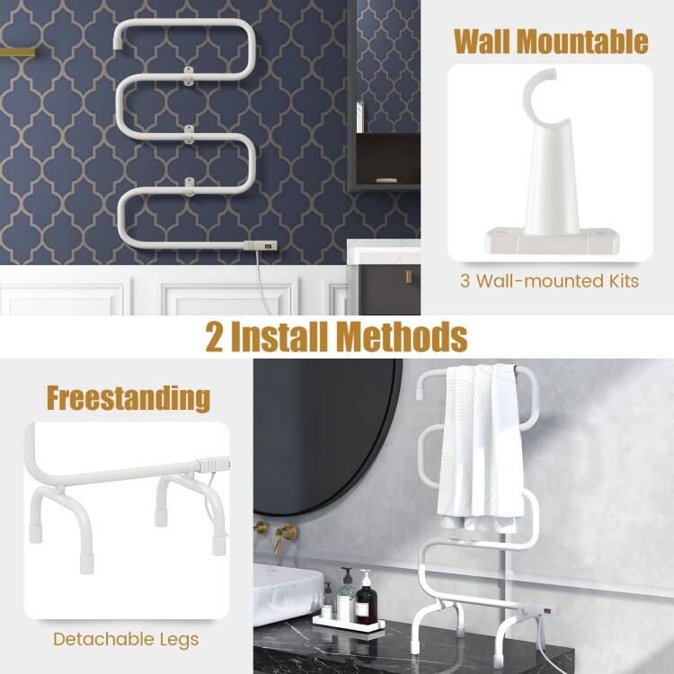 Wall Mountable - 3 Wall-mounted Kits
Freestanding - Detachable Legs