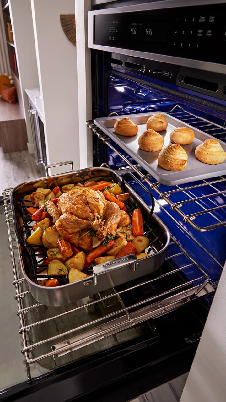 Alt View 15. KitchenAid - 27" Built-In Electric Convection Double Wall Combination with Microwave and Air Fry Mode - Black Stainless Steel.