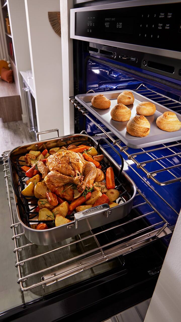 Alt View 15. KitchenAid - 27" Built-In Electric Convection Double Wall Combination with Microwave and Air Fry Mode - Black Stainless Steel.