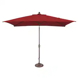 Mondawe - 6.6' x 10' Rectangle Patio Umbrella Push Button Tilt Bronze Frame - Really Red