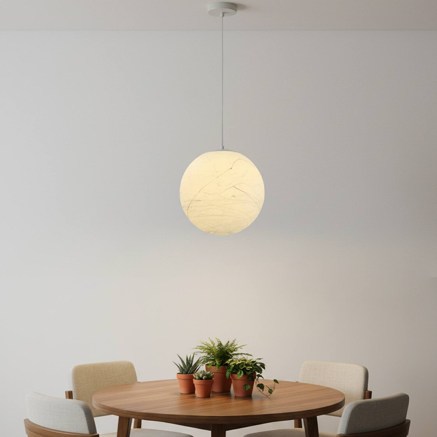 Alt View 1. Umeiluce - 11.8 Inch 1-Light Modern Pendant Light Global Moon Light Natural Silk Decor Shade - White.
