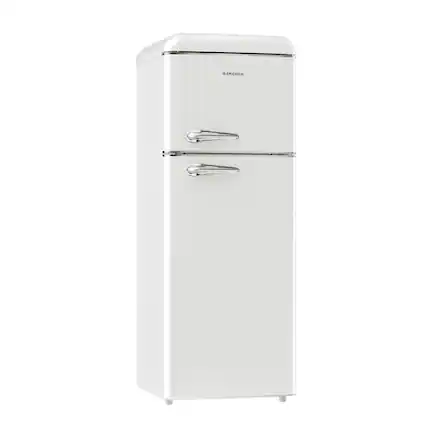Front. BANGSON - BANGSON 7.5 Cu.Ft Retro 2-Door Fridge with Top Freezer, Adjustable Thermostat, for Home, Kitchen, Office, White - White.