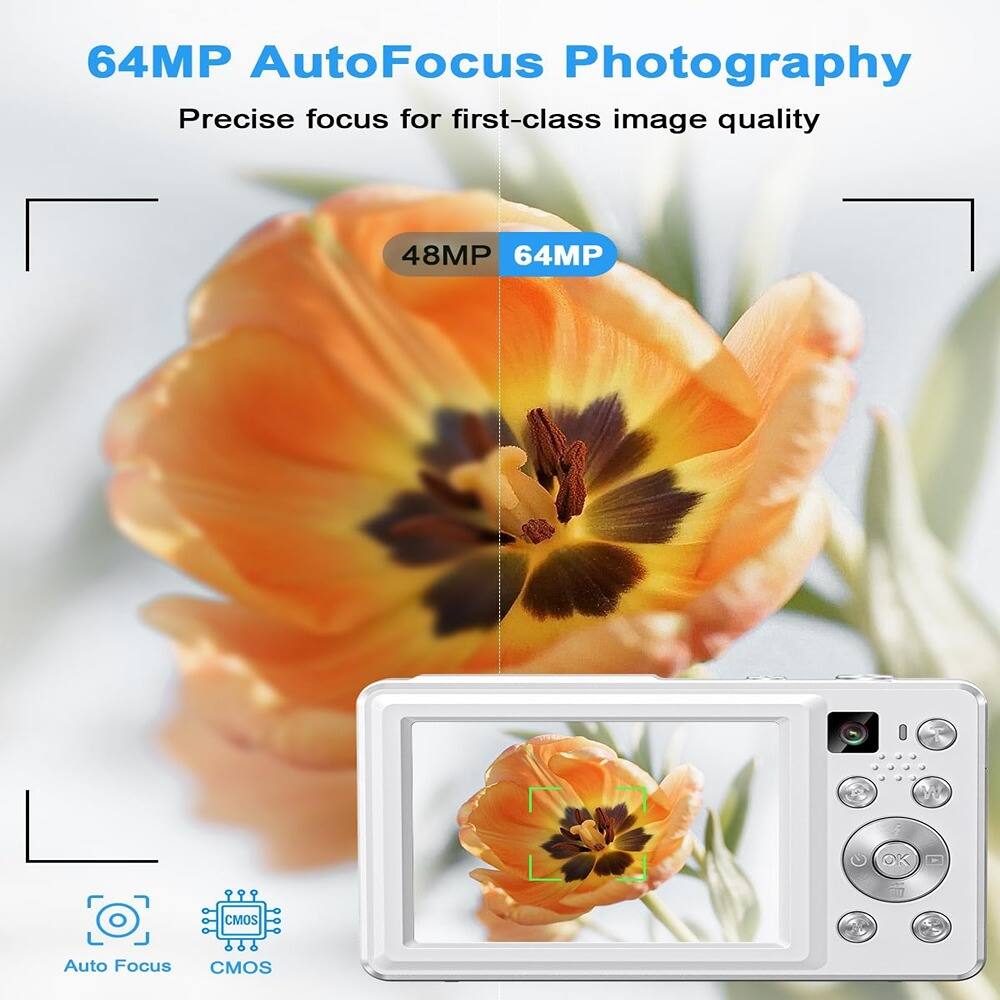 64MP AutoFocus Photography  
Precise focus for first-class image quality  

48MP  
64MP  

Auto Focus  
CMOS