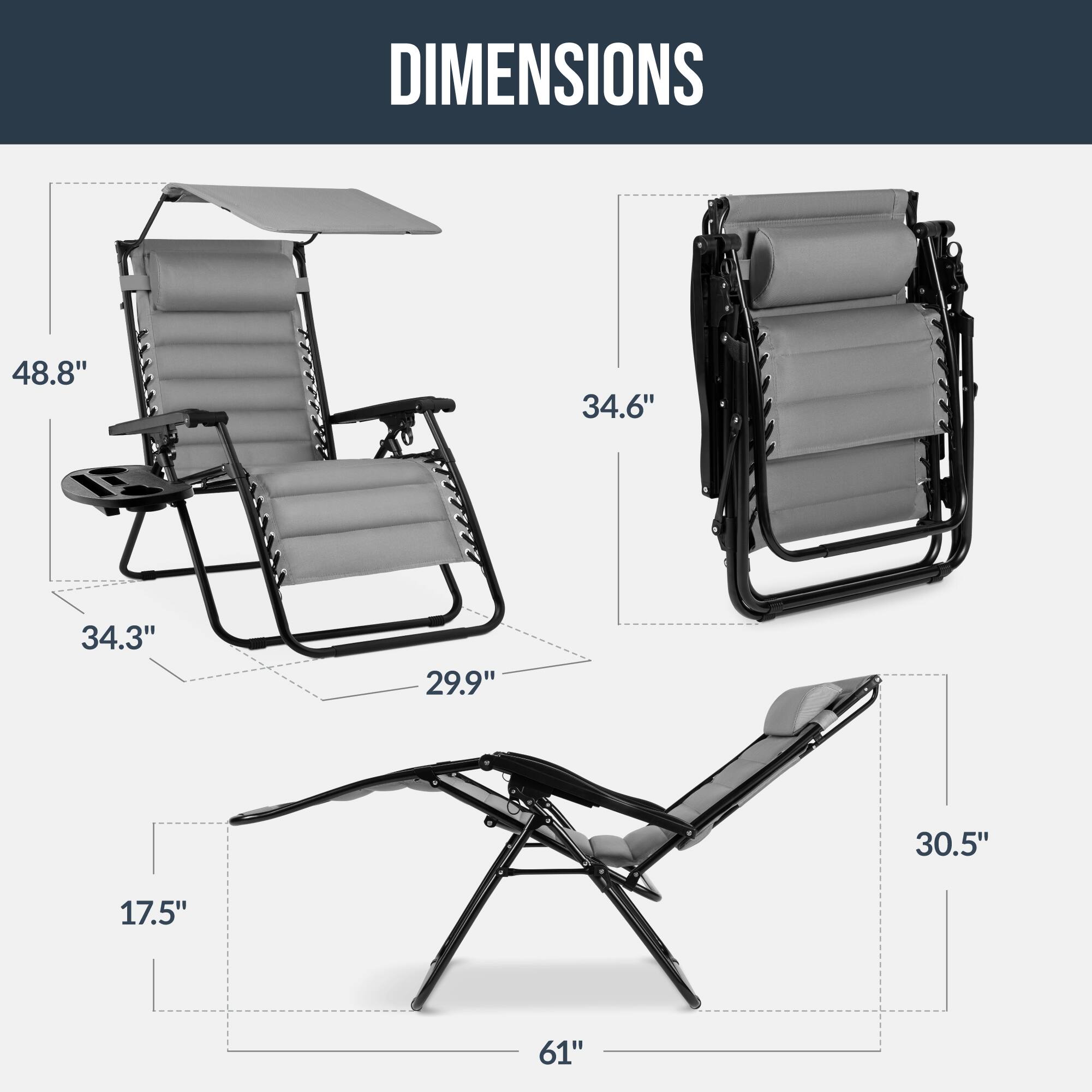 DIMENSIONS

48.8" 34.6" 34.3" 29.9" 30.5" 17.5" 61"