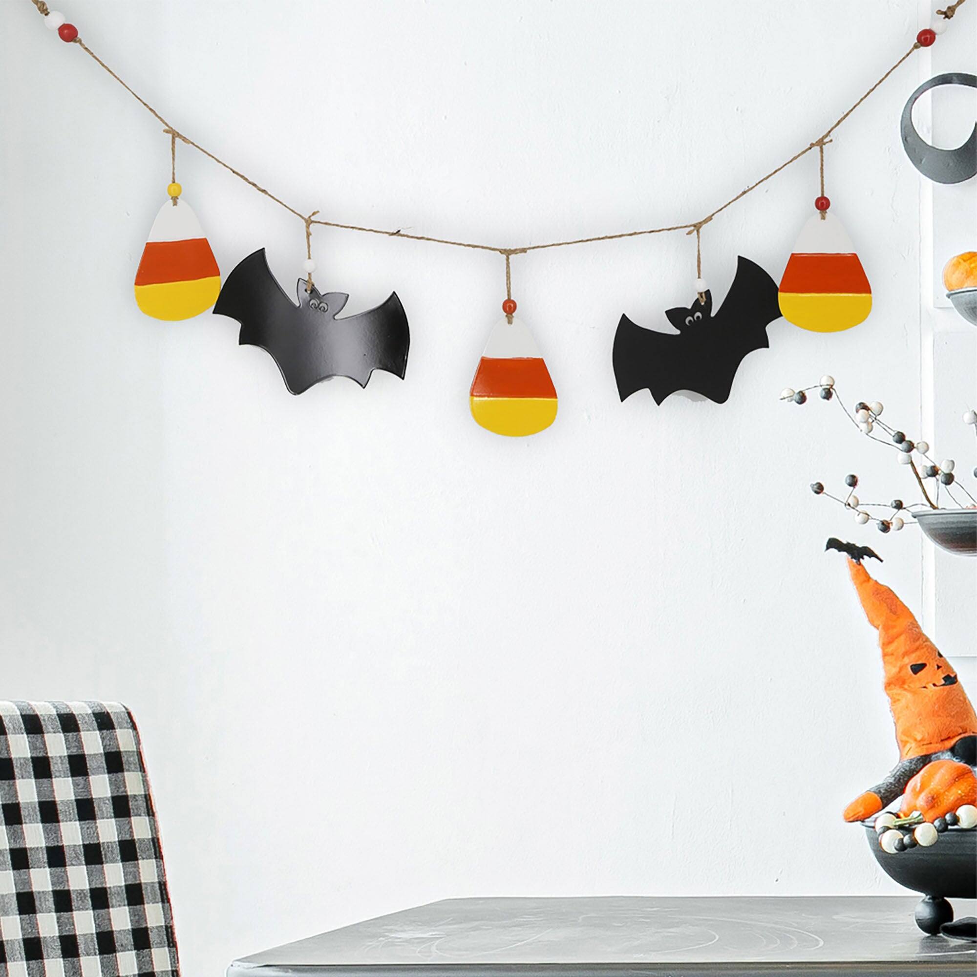Alt View 3. Boyel Living - Set of 2 Halloween Garland with Bat Design for Wall and Mantle Decor - Black,Orange Multi.