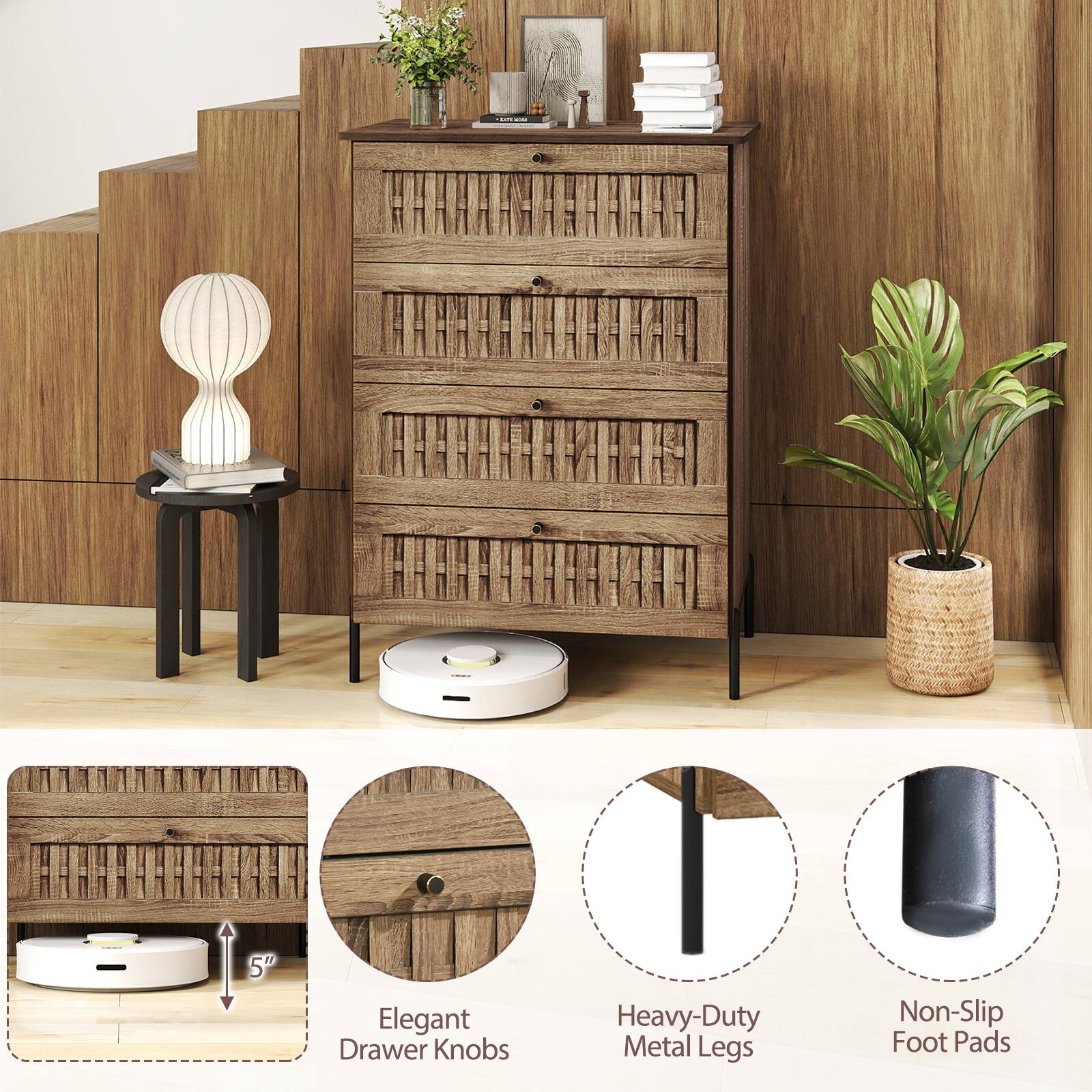 i rV 5" Elegant Drawer Knobs Heavy-Duty Metal Legs Non-Slip Foot Pads