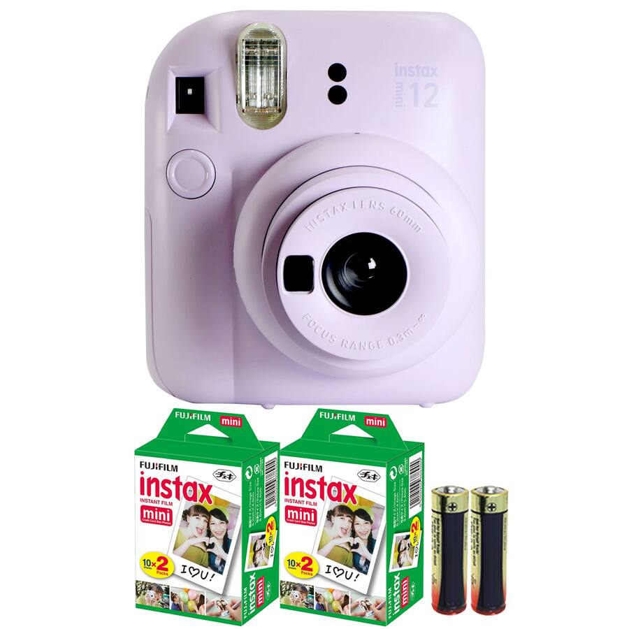 Inastax Mini Fujifilm INSTAX MINI 12 Instant Film Camera (Lilac 2x Film + Batteries ...