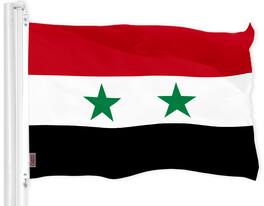 G128 - Syria Flag 3x5 ft — 150D Heavyweight Polyester, Dye-Sublimated, Brass Grommets - Assorted Colors