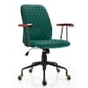Front. Gymax - Gymax Velvet Home Office Chair Swivel Adjustable Task Chair w/ Wooden Armrest Green - Green.