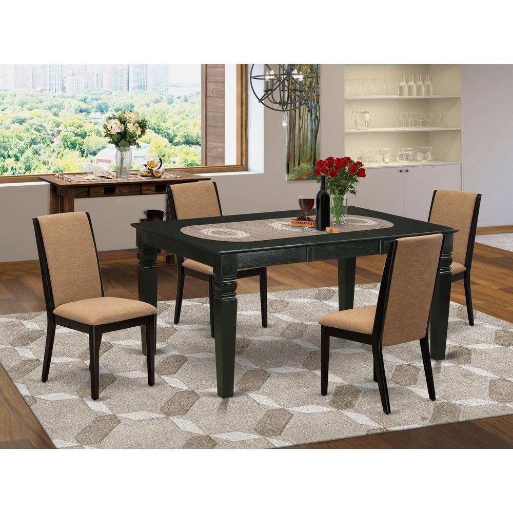 Back. East West Furniture - Dining Room Set Black - Brown.