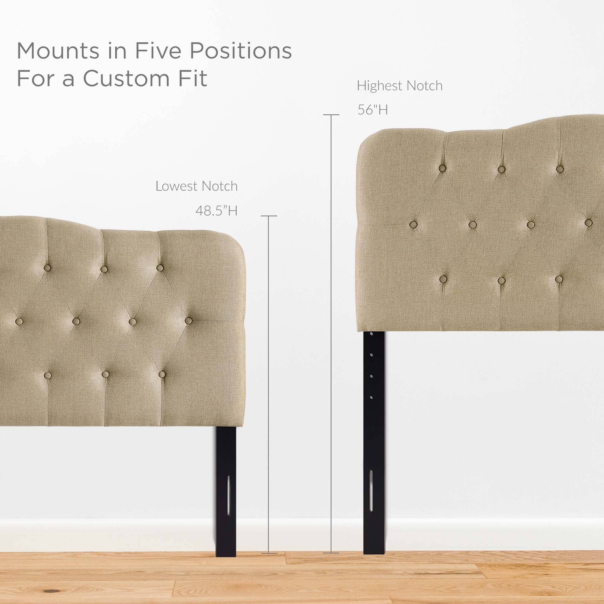Mounts in Five Positions  
For a Custom Fit  

Highest Notch  
56"H  

Lowest Notch  
48.5"H