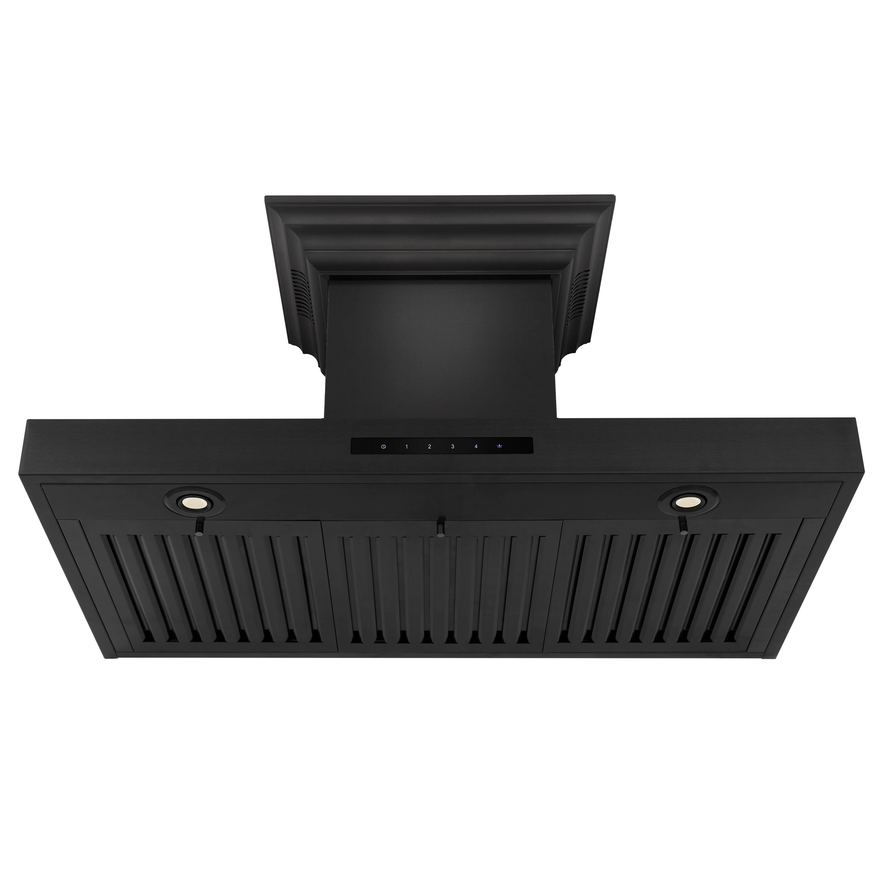 Left. ZLINE - 36 in. ZLINE CrownSound™Ducted Vent Wall Mount Range Hood in Black Stainless Steel with Built-in Bluetooth Speakers - Black Stainless Steel.