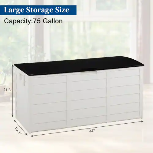 Large Storage Size  
Capacity: 75 Gallon  
Dimensions: 21.3" x 19.3" x 44"