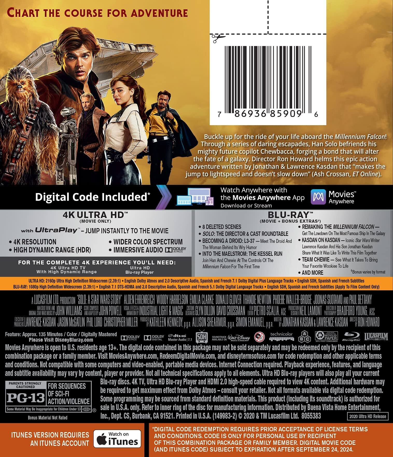 Alt View 1. Solo: A Star Wars Story   - 4K Blu-Ray.