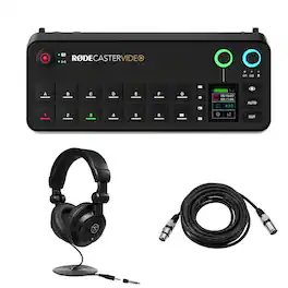 RØDE - Rode RODECaster Video and Audio Production Console, Bundle with TAPH100 Monitor Headphones and 25' XLR Male to Female