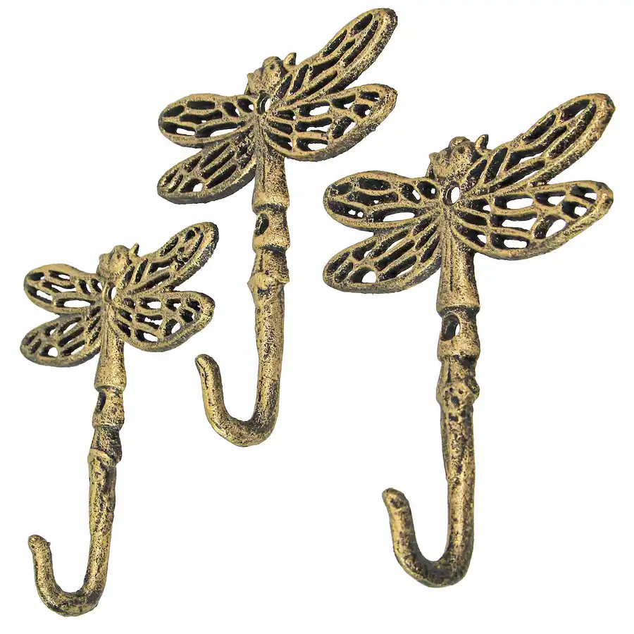 Zeckos 5 Inch Cast Iron Dragonfly Wall Hook Decorative Towel Hangers ...