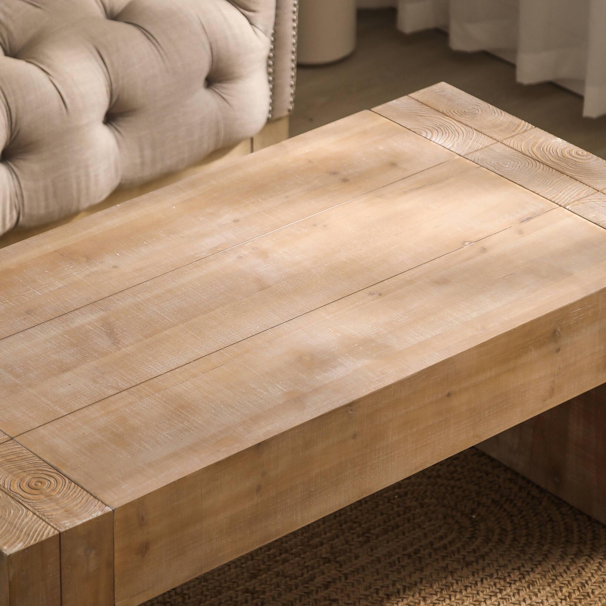 Alt View 5. GOODSILO - Rustic Farmhouse Coffee Table with Distressed Finish Perfect for Living Room Decor - Natural Wood.