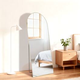 AENKYO - 56"x15" Arch Full Length Mirror, Full Body Standing Mirror Wall Mirrors with Aluminum Alloy Frame - Gold