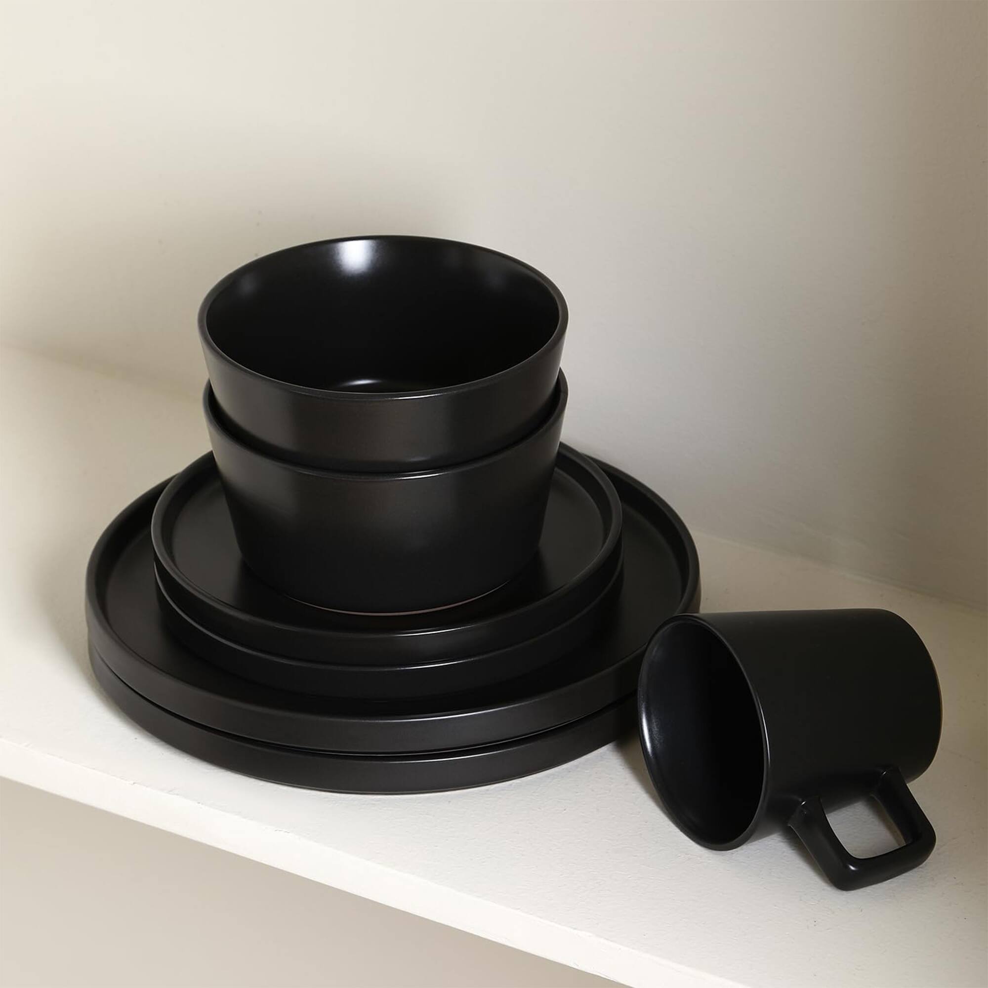 Alt View 10. Stone Lain - Stone Lain Celina Stoneware 32 Piece Dinnerware Set, Service for 8, Black Matte - Black Matte.