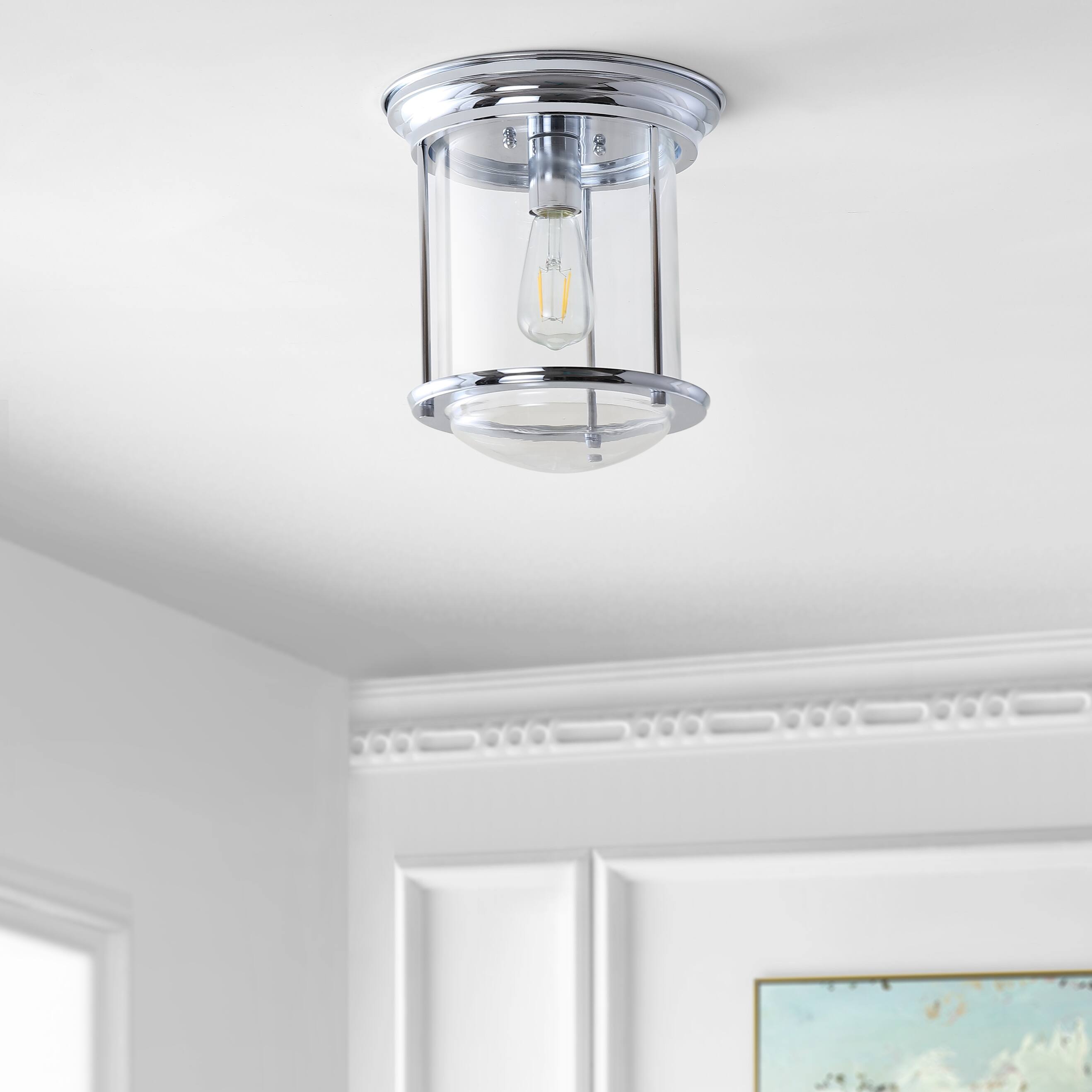 Alt View 5. Jonathan Y - Savannah 10.25" Metal/Glass LED Flush Mount, Chrome - Chrome.