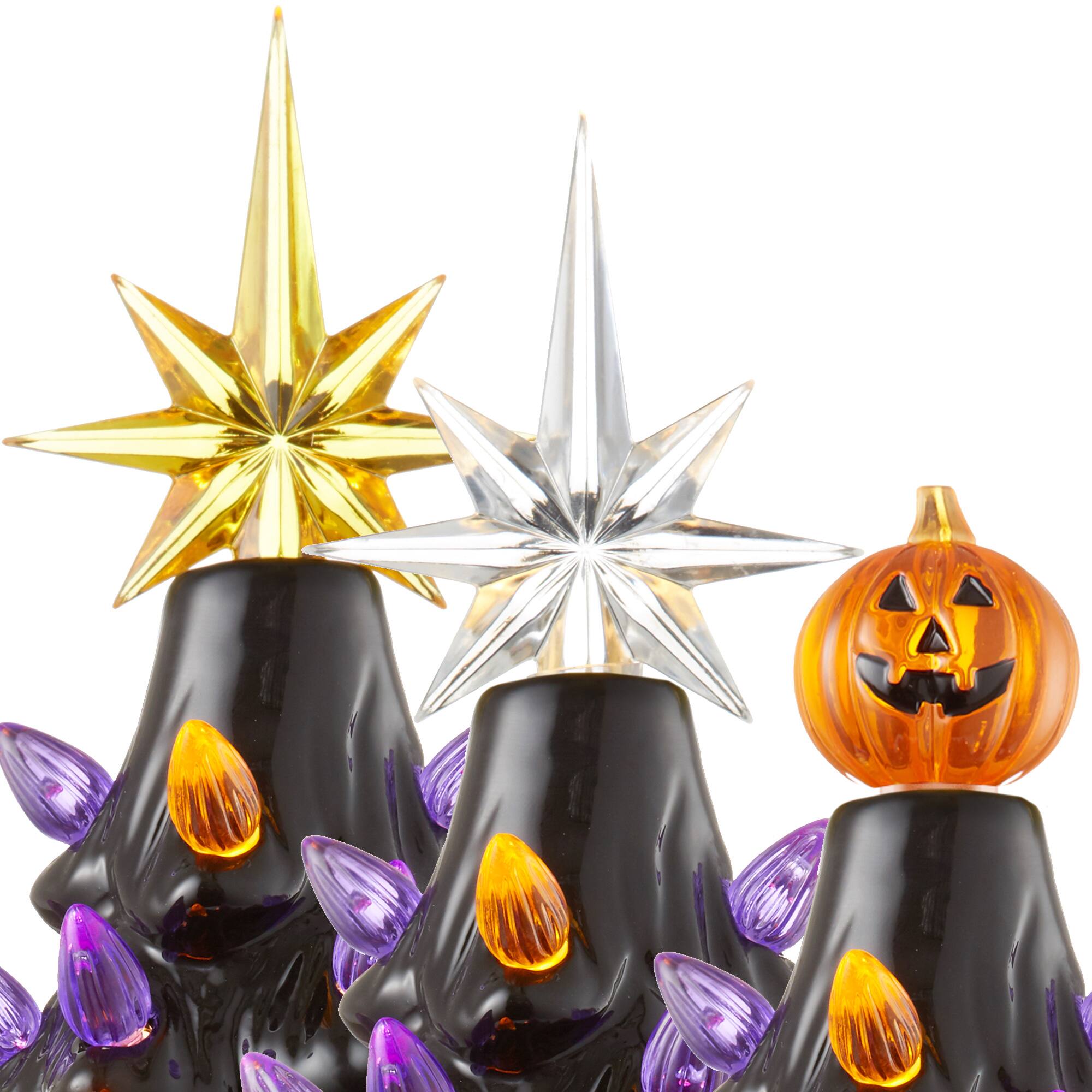 Alt View 5. Casafield - 12-in Hand Painted Ceramic Christmas Tree - Pre-Lit Tree with Star - Black.