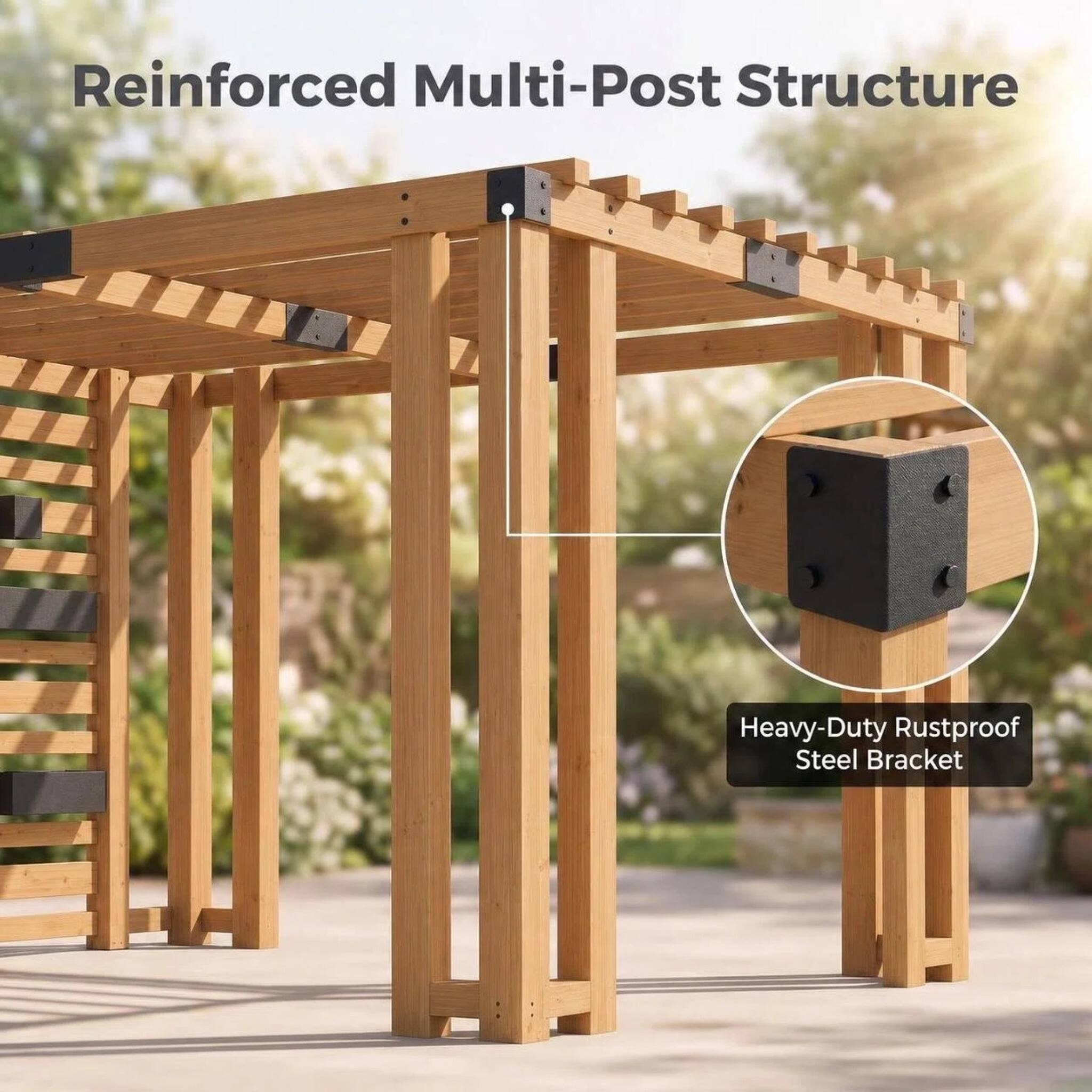 Reinforced Multi-Post Structure

Heavy-Duty Rustproof Steel Bracket