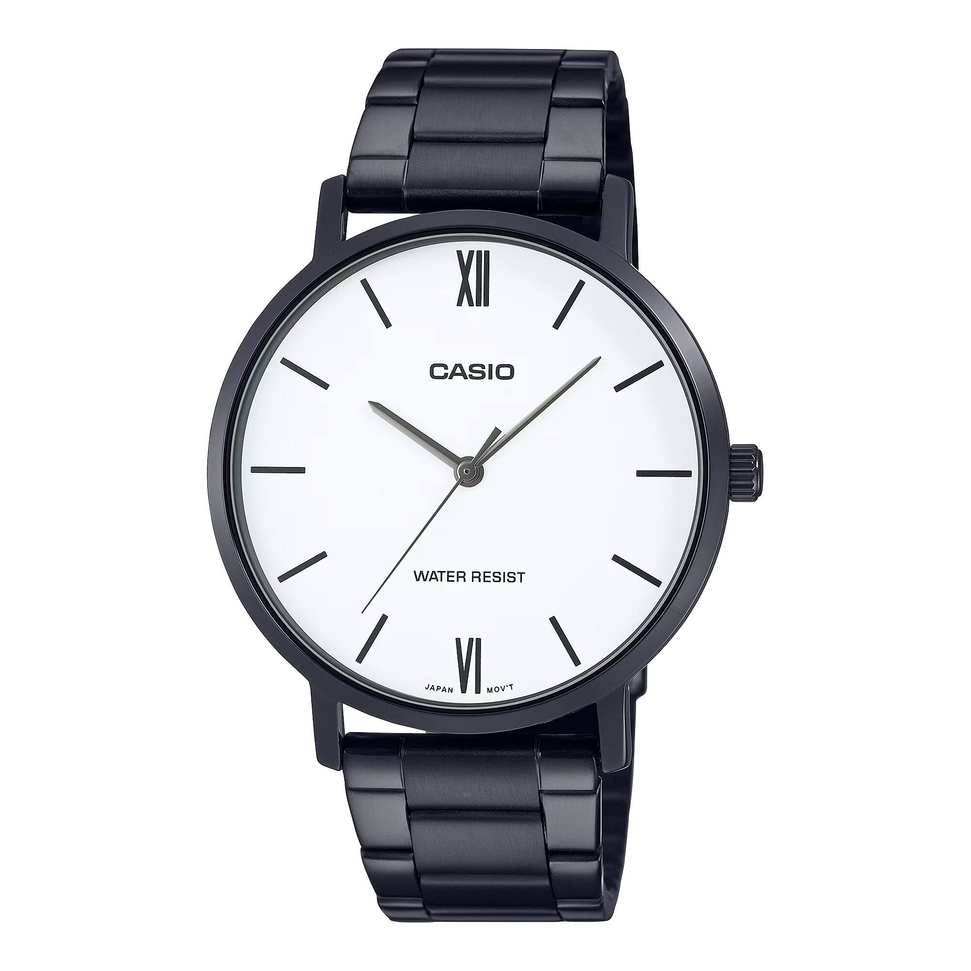 Casio - Men’s Stainless Steel Watch with White Dial - MTP-VT01B-7BUDF - Black