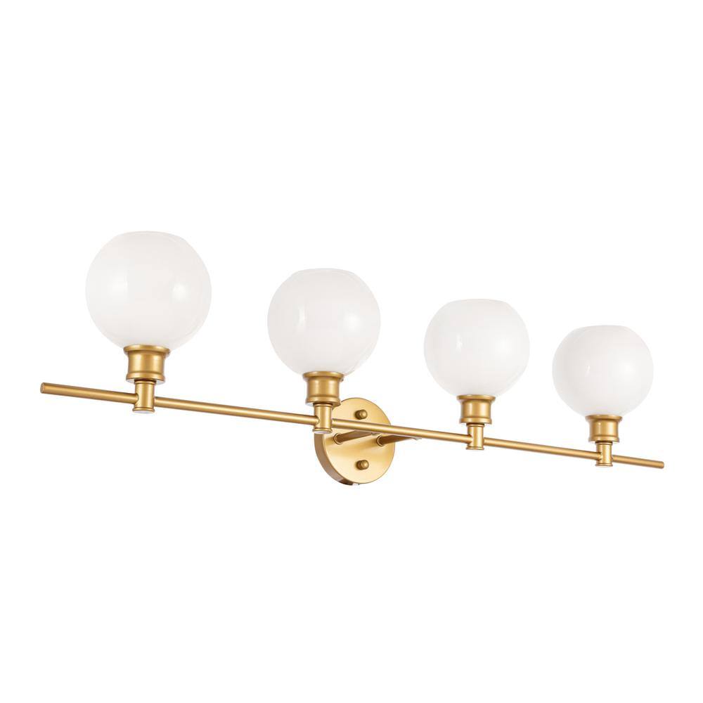 Alt View 5. Living District - Collier 4 light Brass and Frosted white glass Wall sconce - Brass And Frosted White Glass.