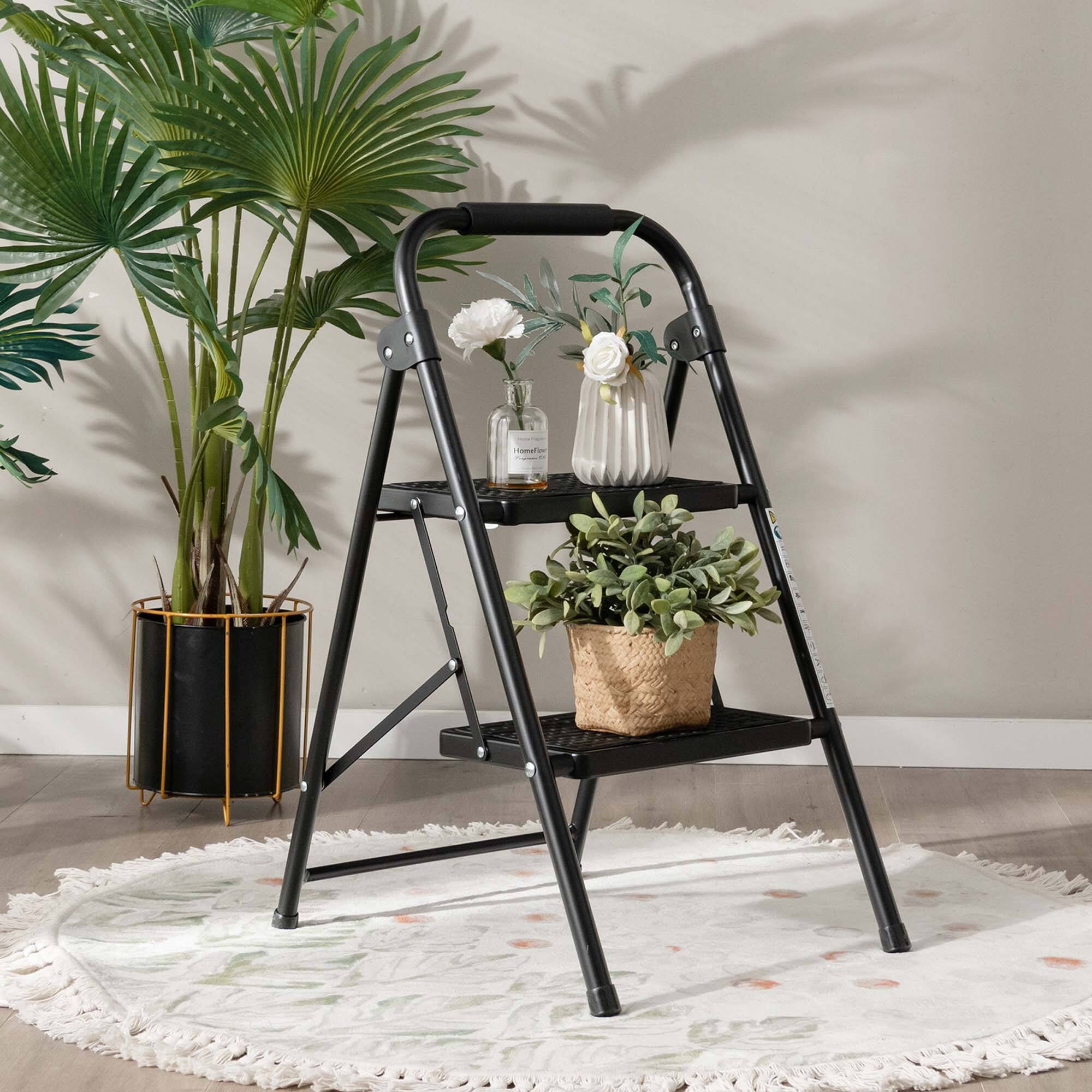 Alt View 1. Costway - Costway 2 Step Ladder Folding Step Stool 330lbs Capacity with Anti-Slip Pedal & Handle - Black.