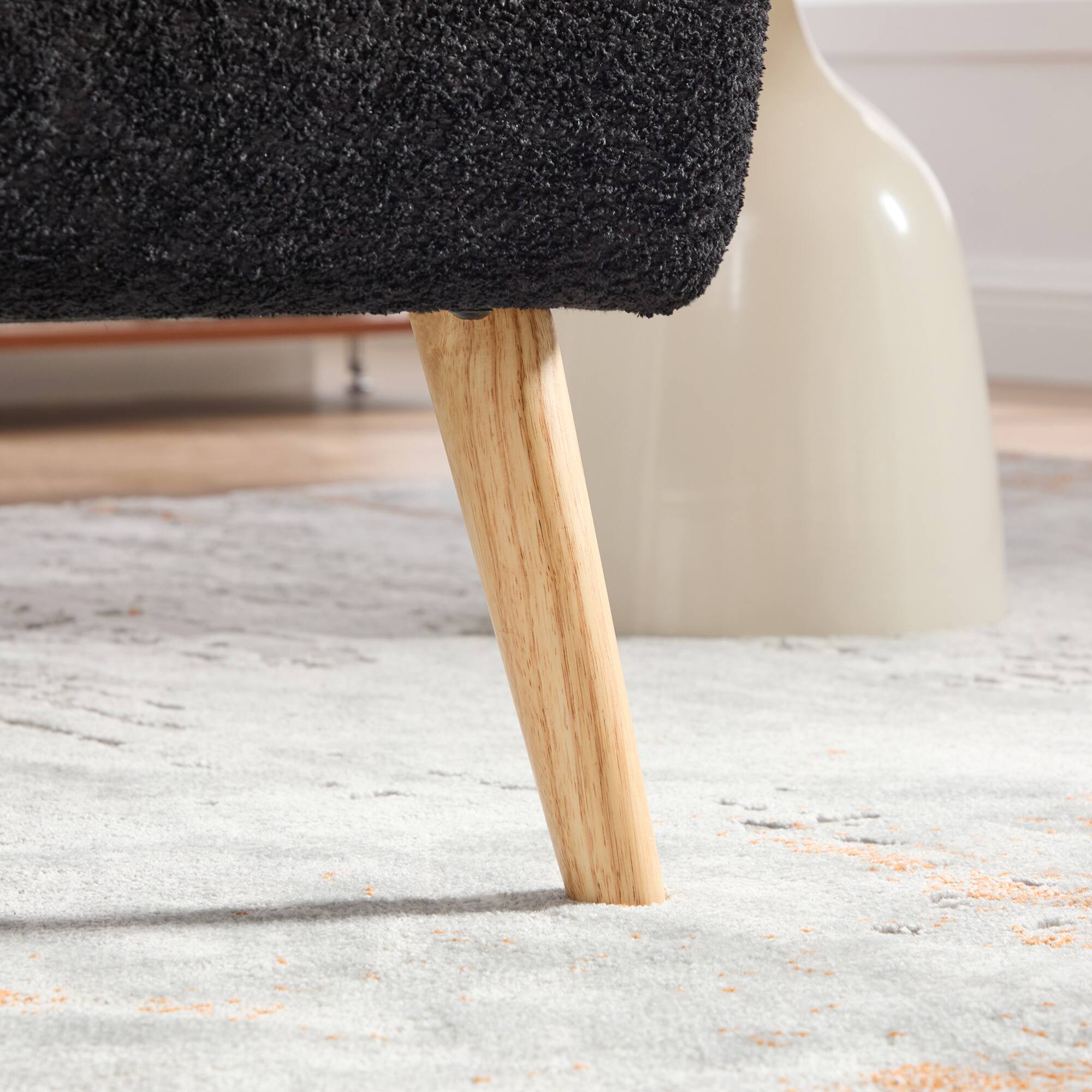 Alt View 5. GOODSILO - Modern Upholstered Armless Accent Chair with Solid Wood Legs for Living Room, Bedroom, and Office - Black.