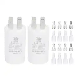 Unique Bargains - 2pcs 3uF CBB60 Run Capacitor, AC 450V 4 Pin Double Insert with Sheath Spring for Motor Start - White