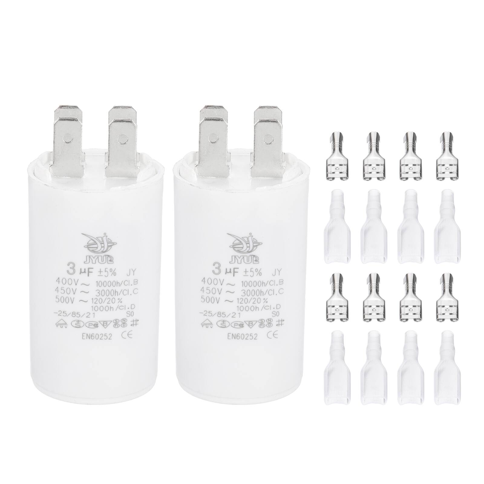 Unique Bargains 2pcs 3uF CBB60 Run Capacitor, AC 450V 4 Pin Double ...