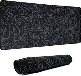 Womier - Topographic map XXL Mousepad Rubber mat Desk pad Gaming Extended Stitched Non-Slip Base Waterproof Laptop PC - Black