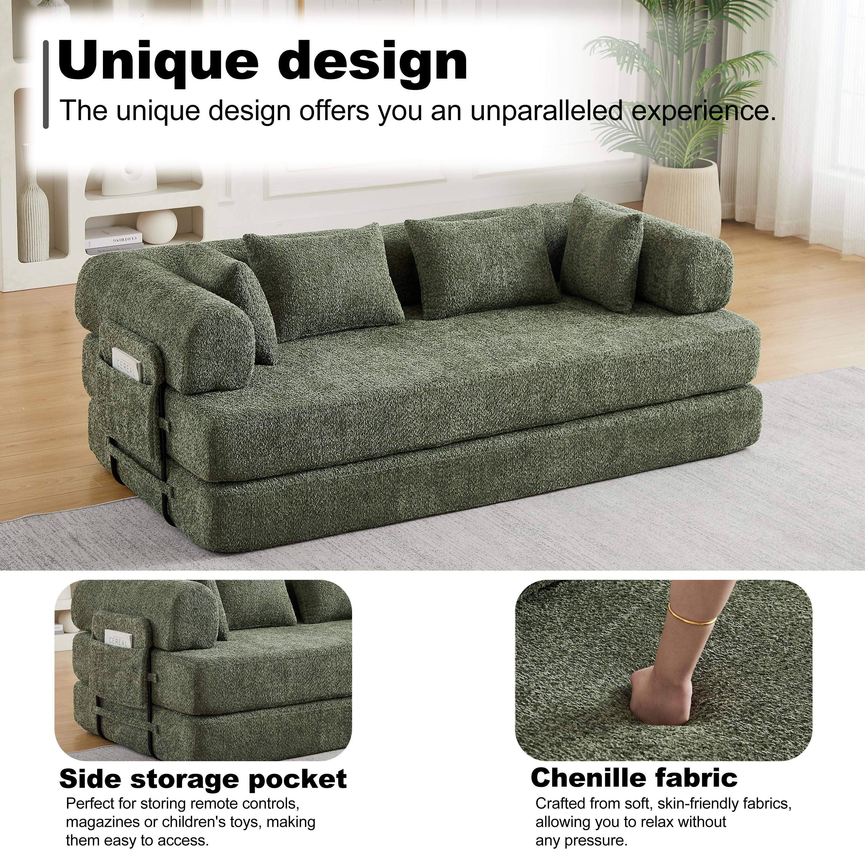 Unique design  
The unique design offers you an unparalleled experience.

Side storage pocket  
Perfect for storing remote controls, magazines, or children's toys, making them easy to access.

Chenille fabric  
Crafted from soft, skin-friendly fabrics, allowing you to relax without any pressure.