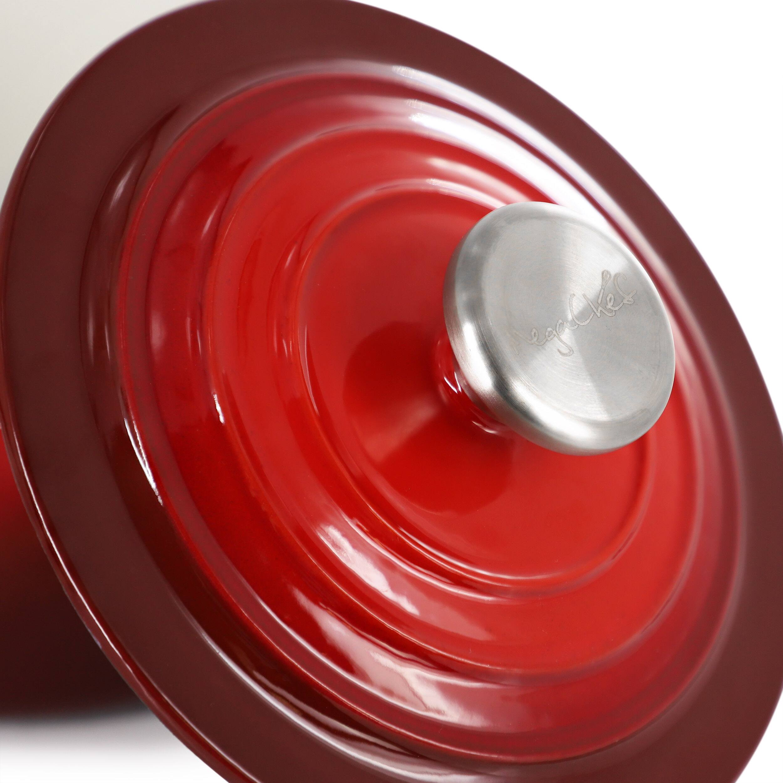 Alt View 4. Mega Chef - MegaChef 2 Quart Enameled Cast Iron Sauce Pan in Gradient Red - Red.