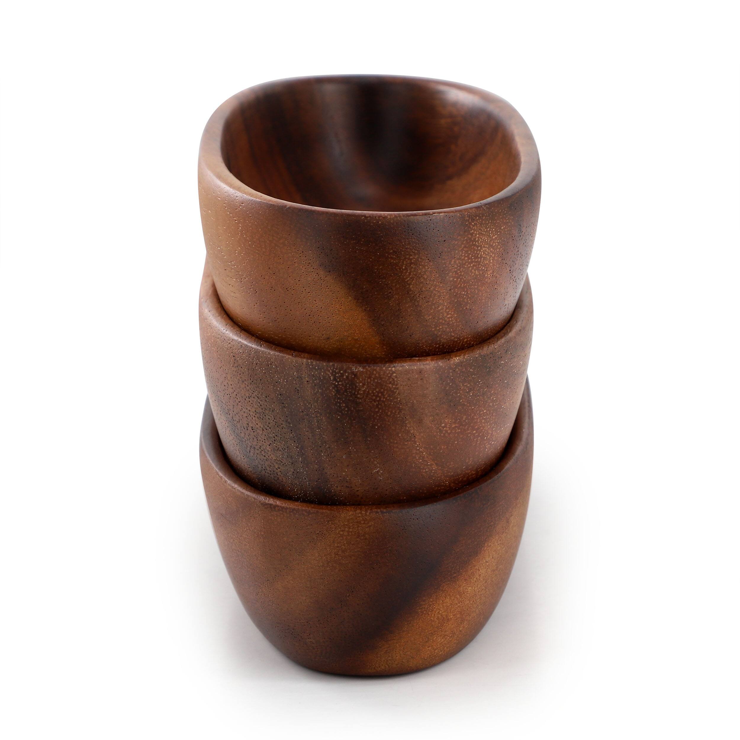 Alt View 5. MegaChef - MegaChef 3 Piece Acacia Wood Oval Serving Bowls in Assorted Sizes - Brown.