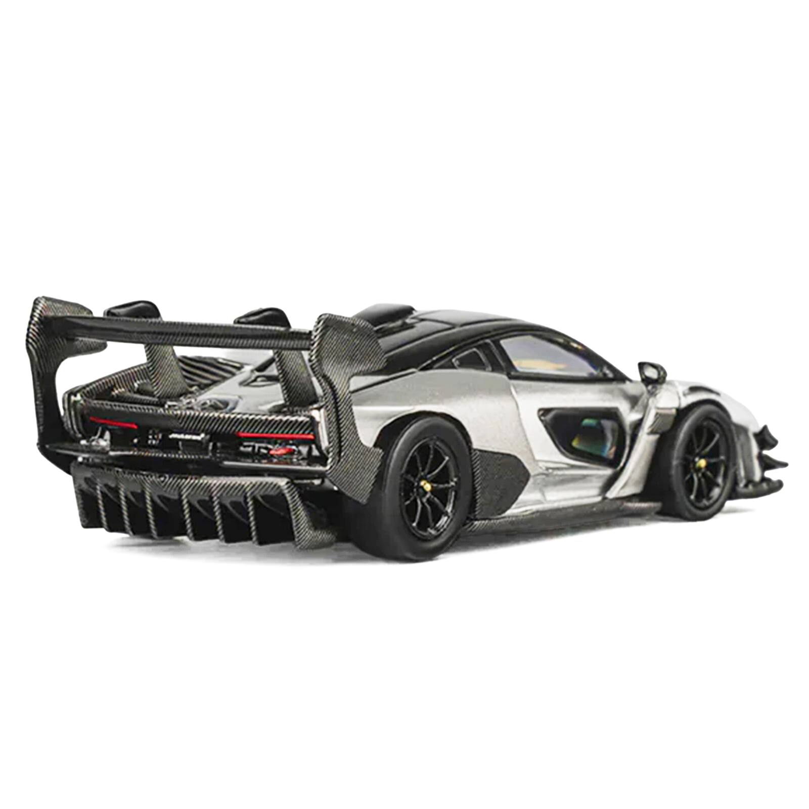 Alt View 2. CM Models - McLaren Senna GTR Silver Gray Metallic with Carbon Hood and Black Top 1/64 Diecast Model Car by CM Model.