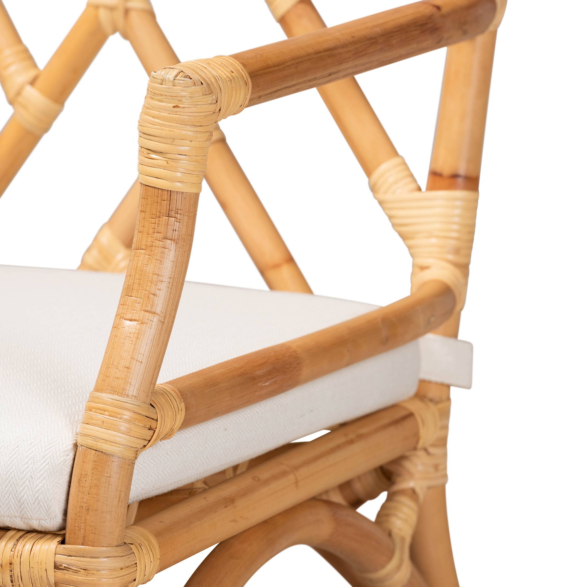 Alt View 2. bali & pari - Delta Modern and Contemporary Natural Finished Rattan Dining Chair - Natural/White.