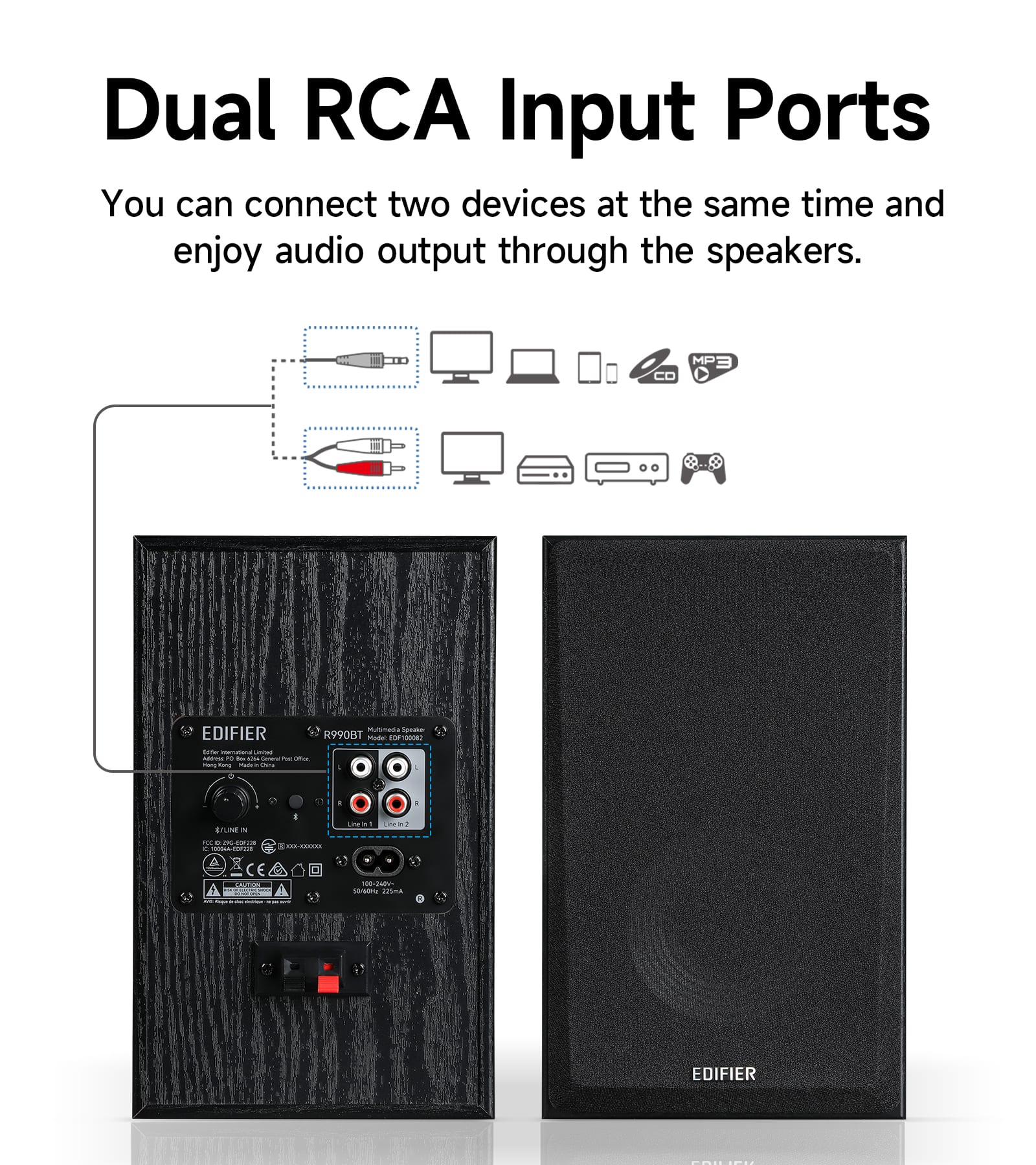 Edifier R990BT 2.0 Active Bluetooth Bookshelf Speakers, Powered