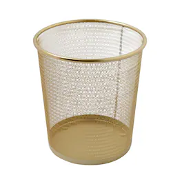 Martha Stewart - Ryder Premium 4.5 Gallon Mesh Metal Wastebasket - Gold