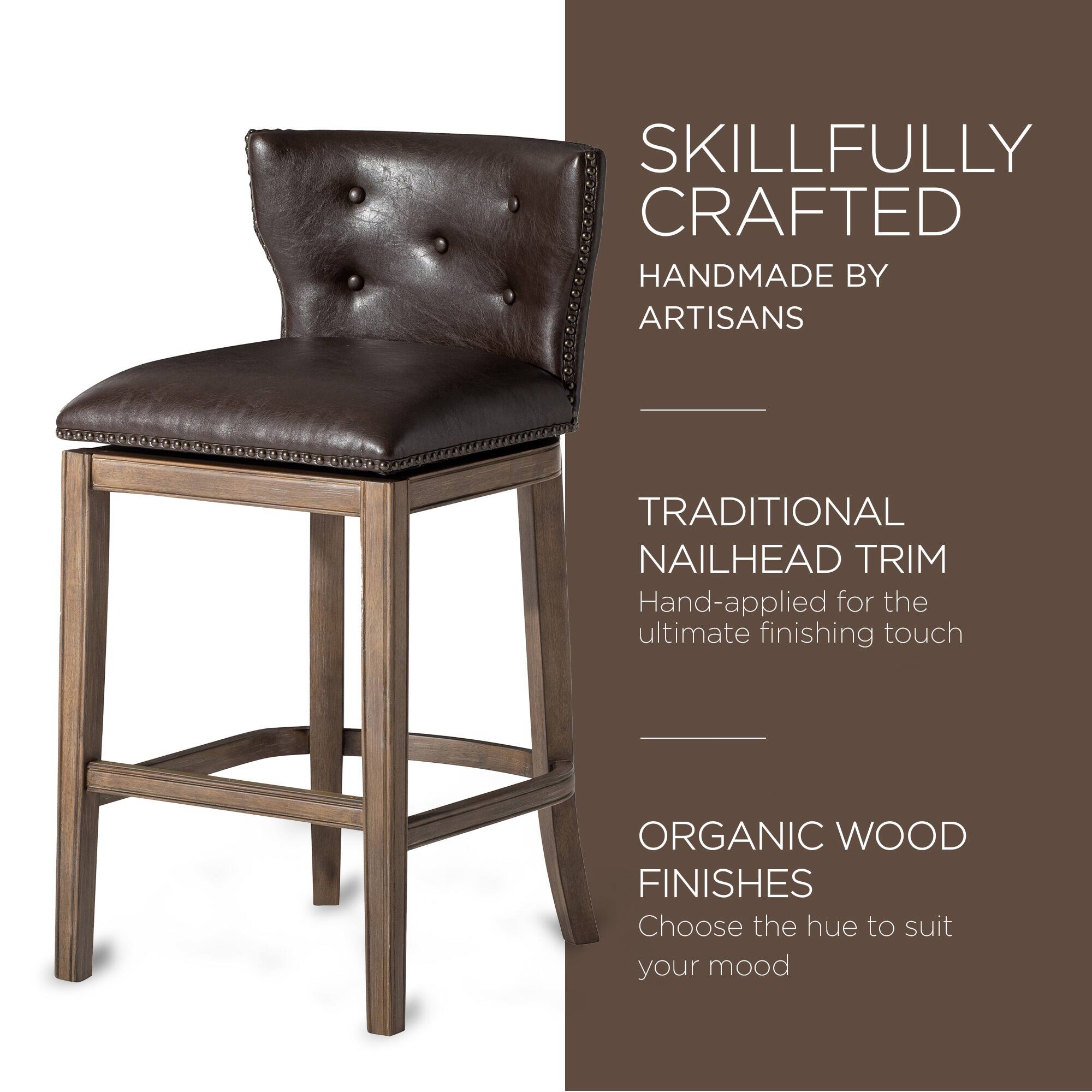 SKILLFULLY CRAFTED  
HANDMADE BY ARTISANS  

TRADITIONAL NAILHEAD TRIM  
Hand-applied for the ultimate finishing touch  

ORGANIC WOOD FINISHES  
Choose the hue to suit your mood