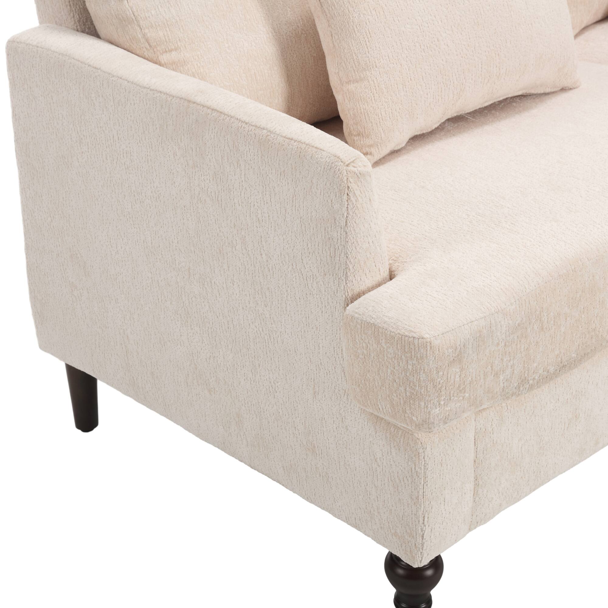 Alt View 7. GOODSILO - Modern Upholstered Loveseat Sofa with Chenille Fabric and Solid Wood Frame for Living Room and Bedroom - Beige.