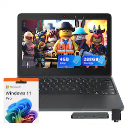 Lenovo - Gen 4 11.6" HD Laptop,Intel Processor N100,4GB LPDDR5,128GB SSD+160GB Dock Set,Intel UHD Graphics,Win 11 Pro - Gray