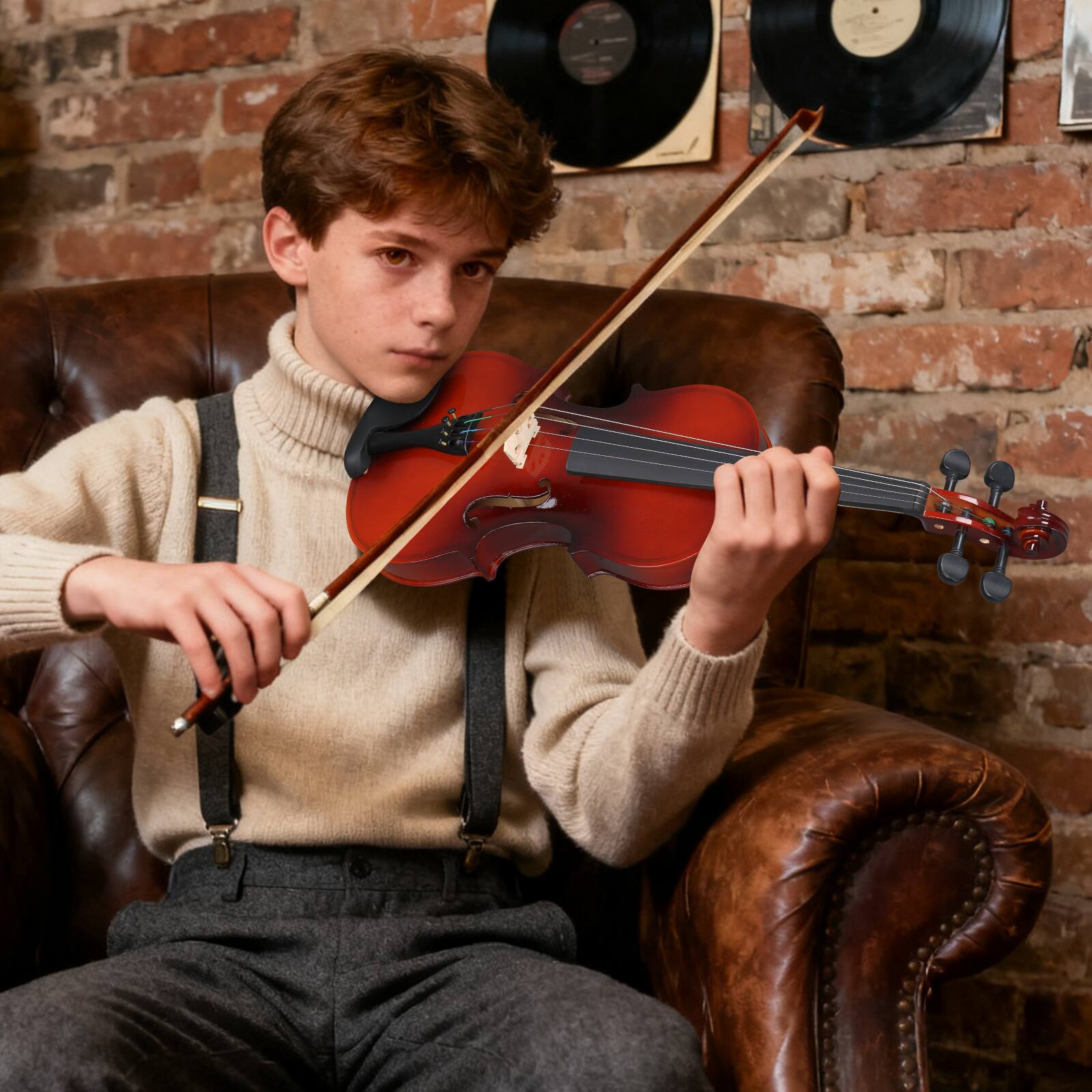 Alt View 3. Winado - Violin for Beginners, 4/4 Full Size Acoustic Fiddle Kit  Includes Hard Case, Bow, Rosin, Shoulder Rest, Extra Strings - Red.