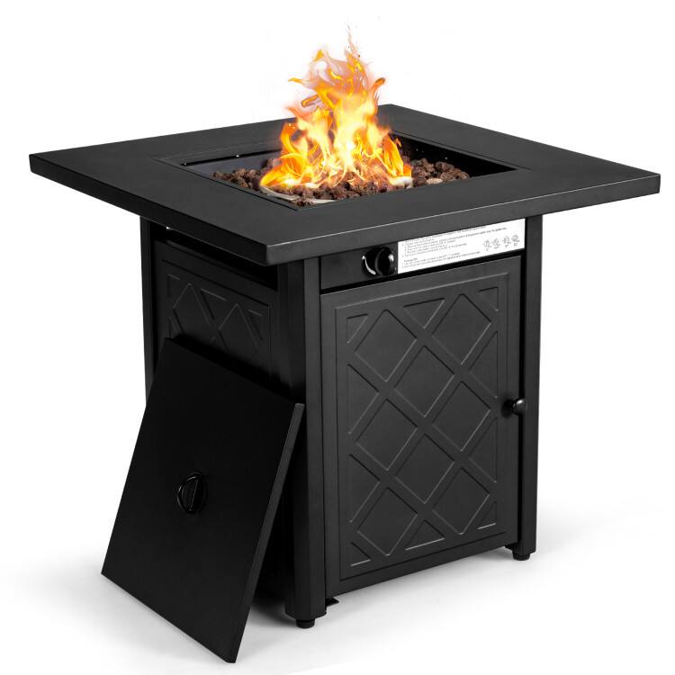 Mondawe - 28 Inch Propane 50,000 BTU Patio Square Gas Fireplace with Lava Rock - Black price history on PriceWatchPro