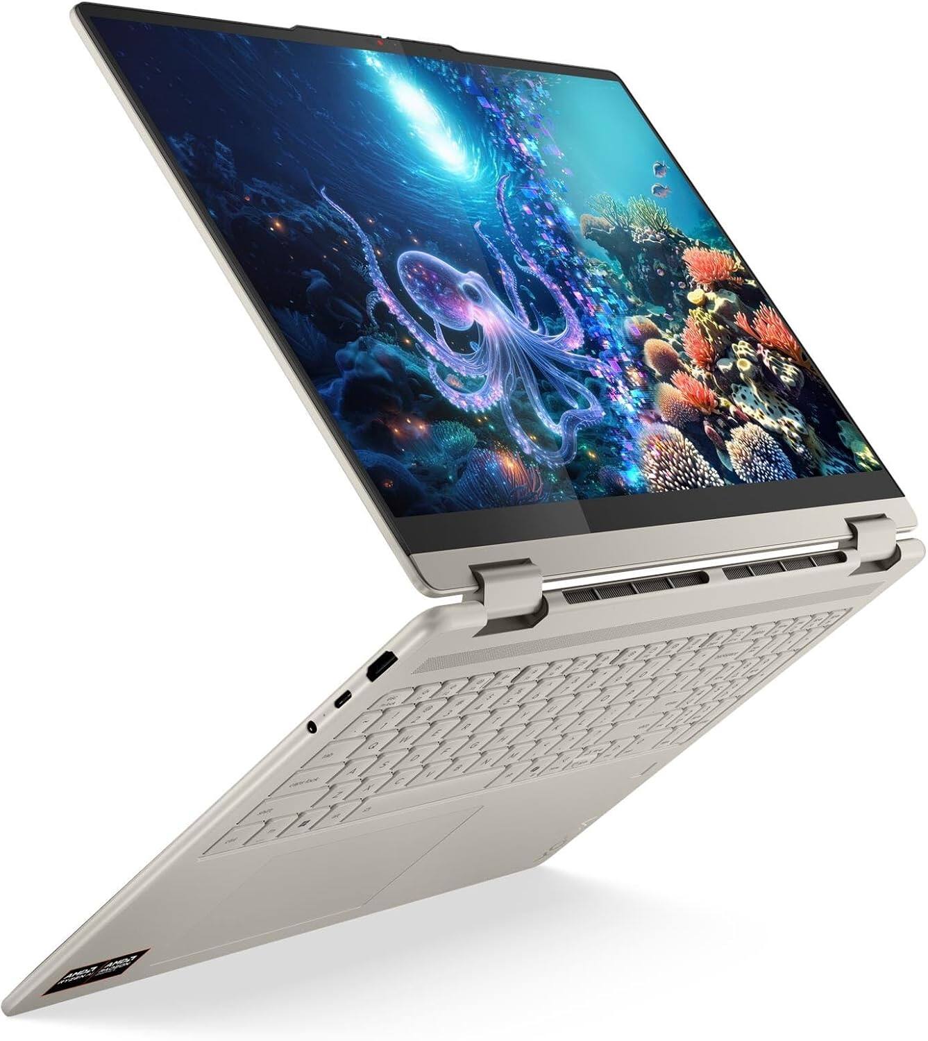 Alt View 8. Lenovo - Yoga 7 2-in-1 Laptop - Copilot+ PC - 16" FHD+ LCD Touchscreen - AMD Ryzen AI 7 350 2025 - 16GB Memory - 1TB SSD - Seashell.